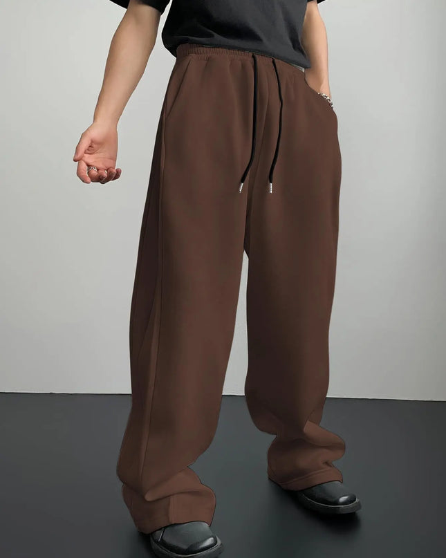 Unisex Wide Leg Sweatpants with Elastic Waist and Drawstring