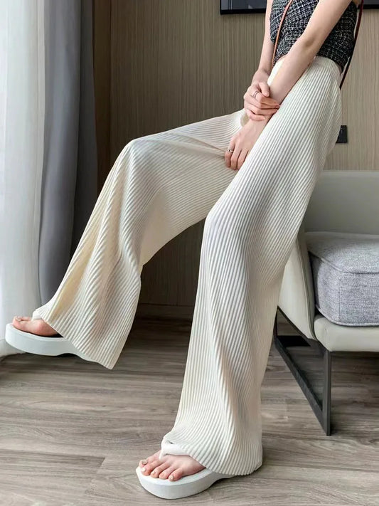 Women's Ice Silk Chiffon Wide-Leg High-Waist Pants