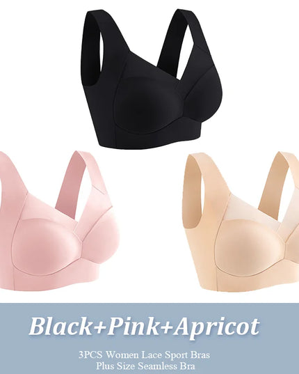 3-Pack Plus Size Women's Lace Backless Sport Bras