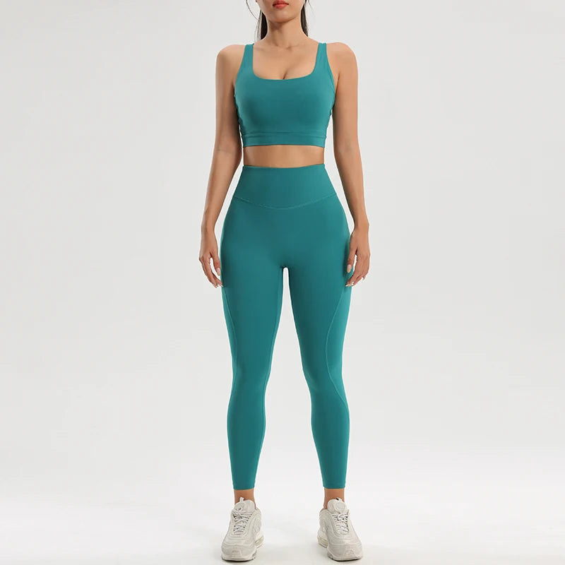 Women's Yoga Bra and Leggings Set - Two-Piece Fitness Outfit for Activewear and Workout