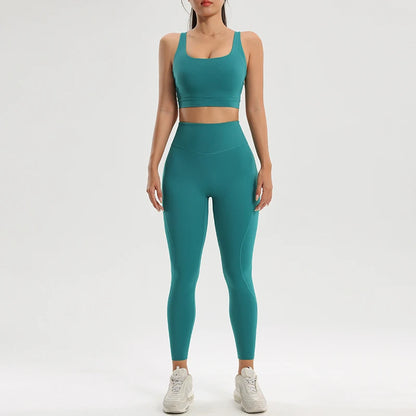 Women's Yoga Bra and Leggings Set - Two-Piece Fitness Outfit for Activewear and Workout
