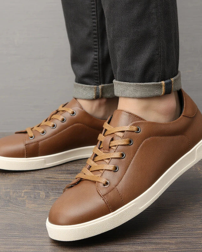 Men's Casual Faux Leather Lace-Up Sneakers