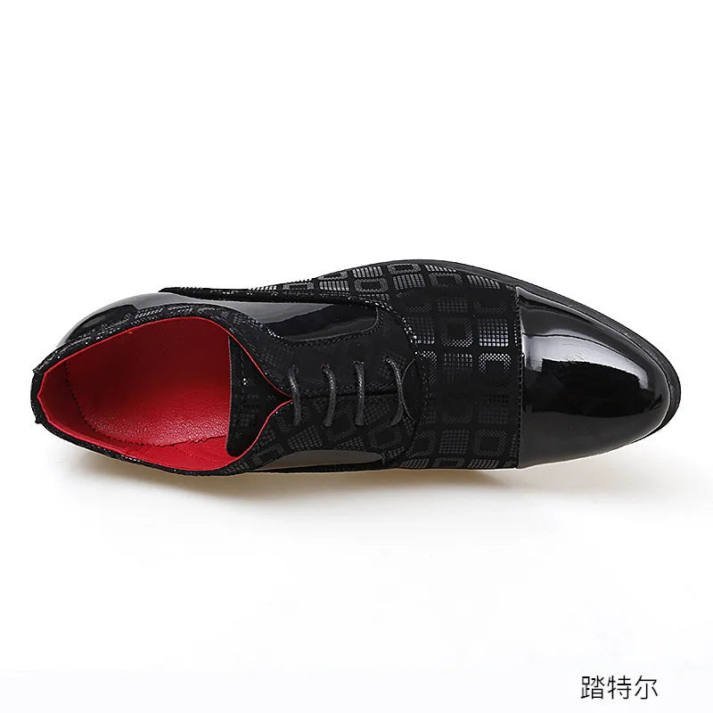 Luxury Men's High Heel Faux Leather Elevator Shoes