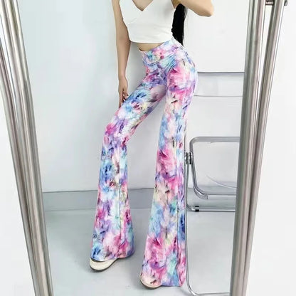 Women's Slim High Waist Striped Flare Pants