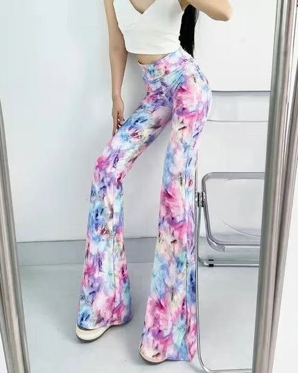Women's Slim High Waist Striped Flare Pants