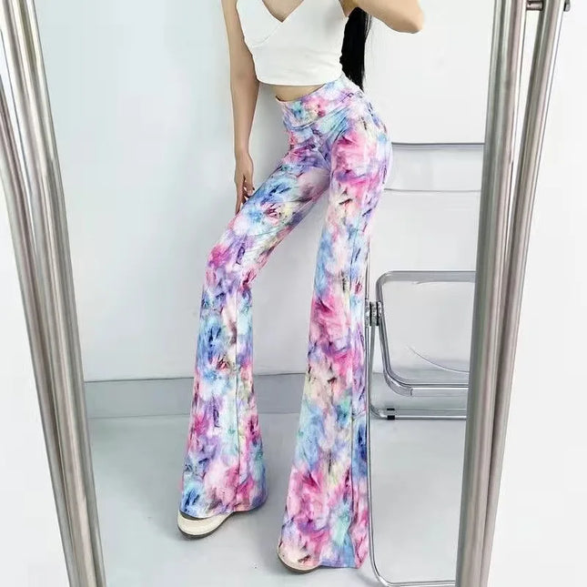 Women's Slim High Waist Striped Flare Pants