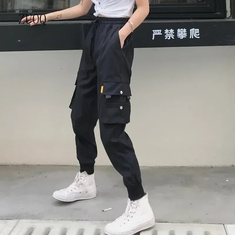 High-Waist Women's Joggers with Side Pockets - Comfortable Loose Fit
