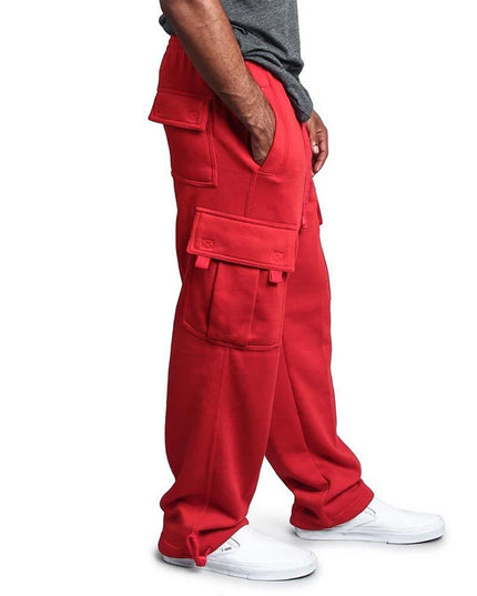 Mens Sweatpants Straight Fit Joggers for Sports and Streetwear Loose Oversized Drawstring Long Pants Men Multi-pocket Pants