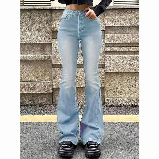 Women's High Waist Flare Stretch Skinny Jeans - Fashionable Denim Pants