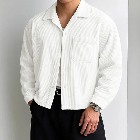 Men's Corduroy Casual Turn-Down Collar Button-Down Shirt