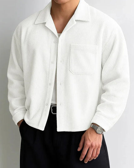 Men's Corduroy Casual Turn-Down Collar Button-Down Shirt