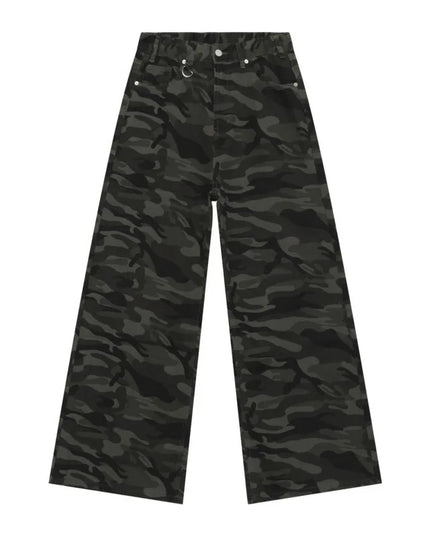 EFB Men's Gradient Washed Straight Leg Denim Pants with Metal Ring Design