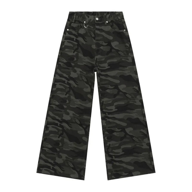 EFB Men's Gradient Washed Straight Leg Denim Pants with Metal Ring Design