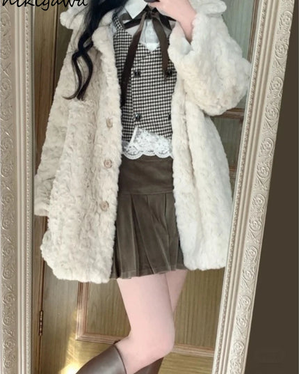 Women's Thickened Plush Coat – Warm, Cozy Winter Jacket for Women