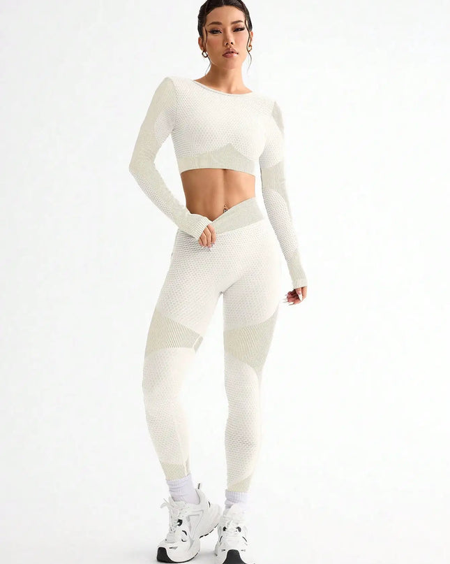 Women's 2-Piece Breathable Seamless Sports Vest and Leggings Set