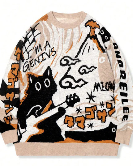 Men's Retro Long-Sleeve Knitted Sweater - Stylish Vintage Men's Knitwear