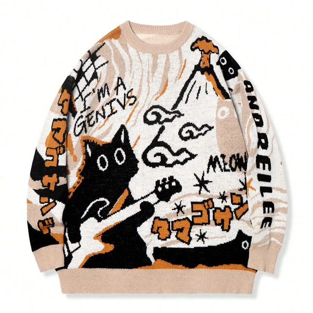 Men's Retro Long-Sleeve Knitted Sweater - Stylish Vintage Men's Knitwear