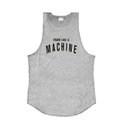 Men's Cotton Tank Top with "Train Like a Machine" Printed Design