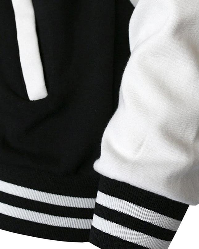 Women's Oversized Korean-Style Baseball Jacket with Button Closure