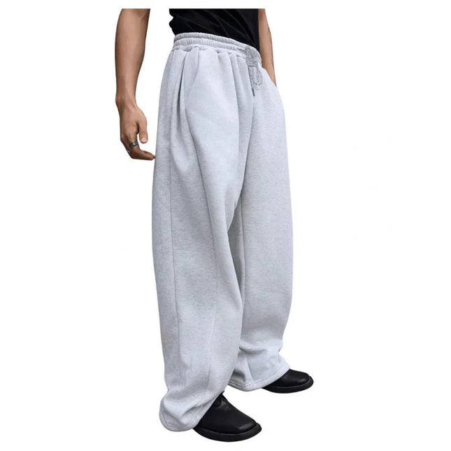 Men's Loose Fit Wide Leg Sweatpants with Drawstring Waist and Pockets