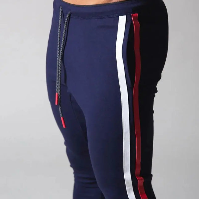 Men’s Fitness Striped Drawstring Sweatpants – Athletic Training Joggers