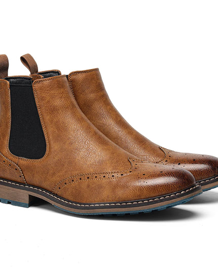 Men's Faux Leather Ankle Boots with Retro Style