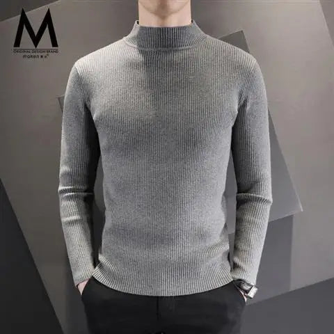 Men's Thick Slim Knitted Half Turtleneck Sweater