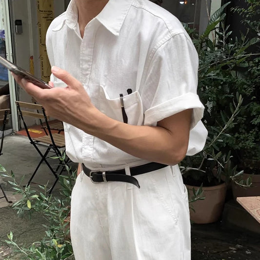 Men's Casual Button-Down Shirts with Turn-Down Collar