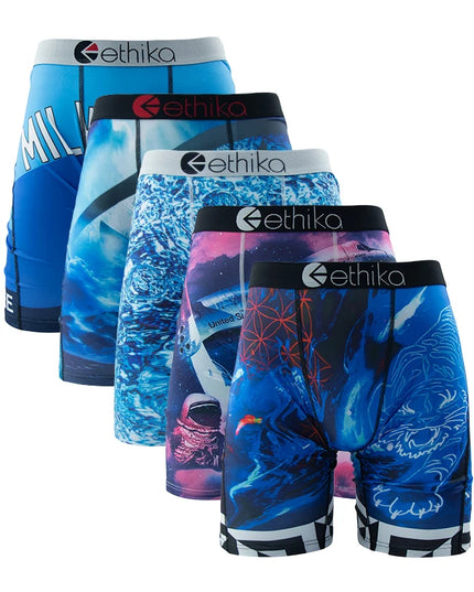 ETHIKA 5-Piece Men's Breathable Mesh Crotch Boxer Briefs
