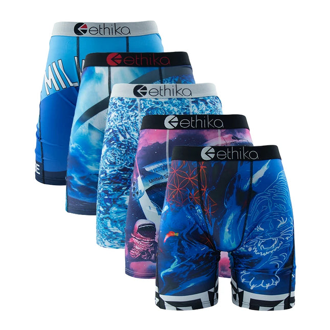 ETHIKA 5-Piece Men's Breathable Mesh Crotch Boxer Briefs