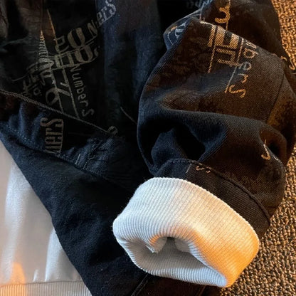 Men's Letter Graffiti Denim Style Jacket – Stylish Streetwear Outerwear for Men