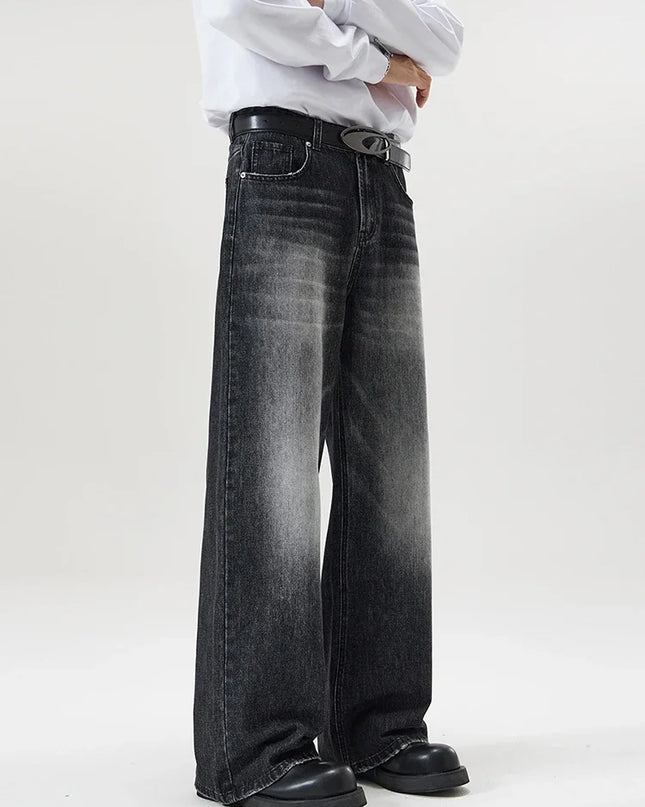 Men's Retro Washed Wide Leg Denim Jeans