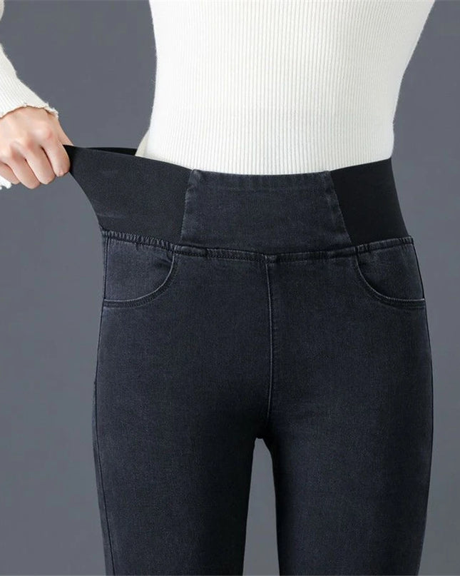 Women's High-Waisted Slim Fit Vintage Denim Jeans with Stretch