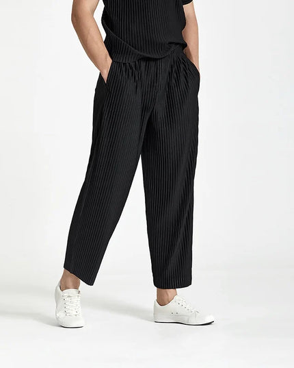 Men's Casual Straight Fit Pleated Pants