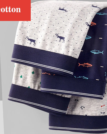 4 Pack Men's Cotton Boxer Shorts - Soft and Stylish Underwear - Various Design Combinations
