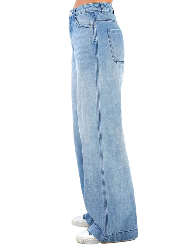 Women's High-Waisted Wide Leg Denim Jeans - Relaxed Fit