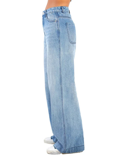 Women's High-Waisted Wide Leg Denim Jeans - Relaxed Fit