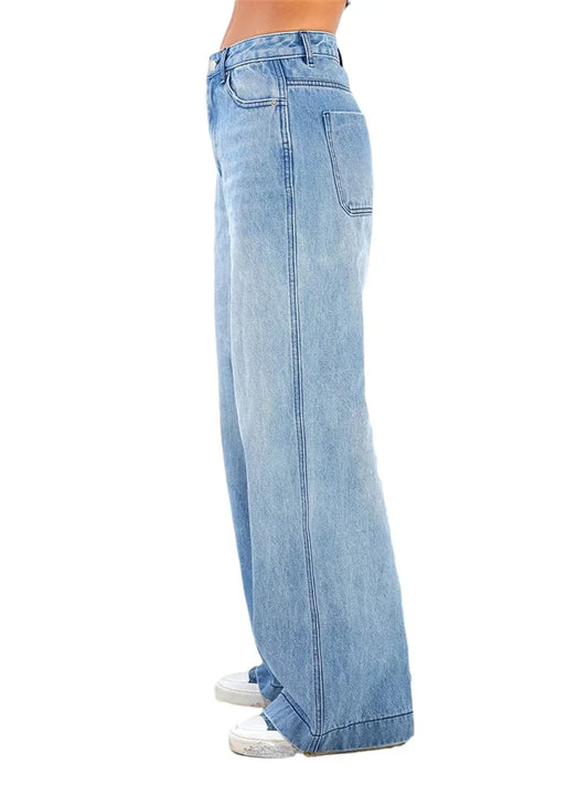 Women's High-Waisted Wide Leg Denim Jeans - Relaxed Fit