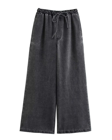 Women’s Two-Piece Sweater Set with Turn-Down Collar & High-Waist Drawstring Pants