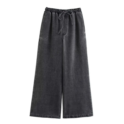 Women’s Two-Piece Sweater Set with Turn-Down Collar & High-Waist Drawstring Pants