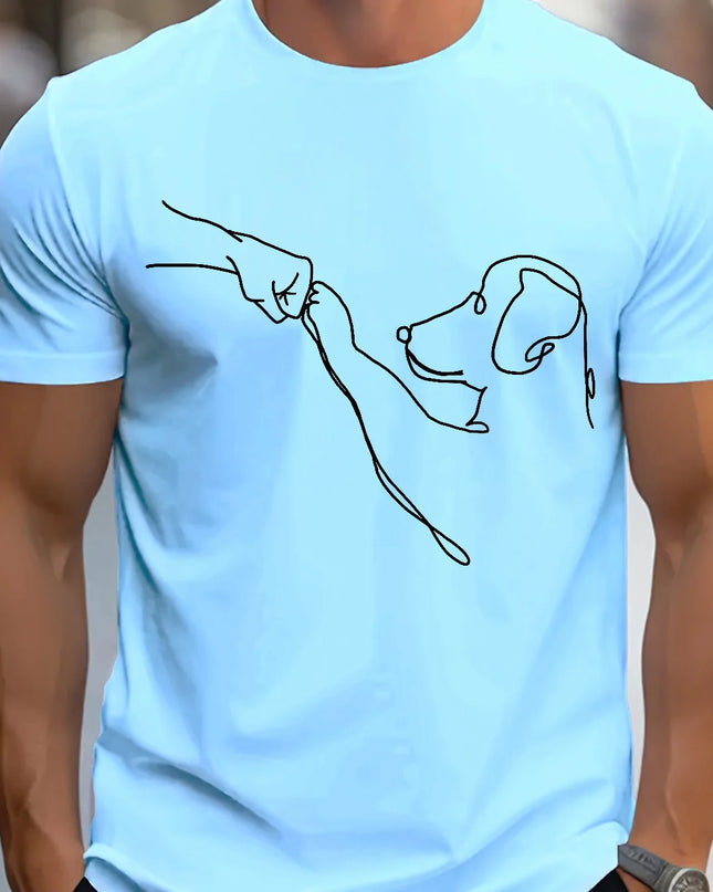 Men's Cotton Casual Sports T-Shirt with Dog First Print