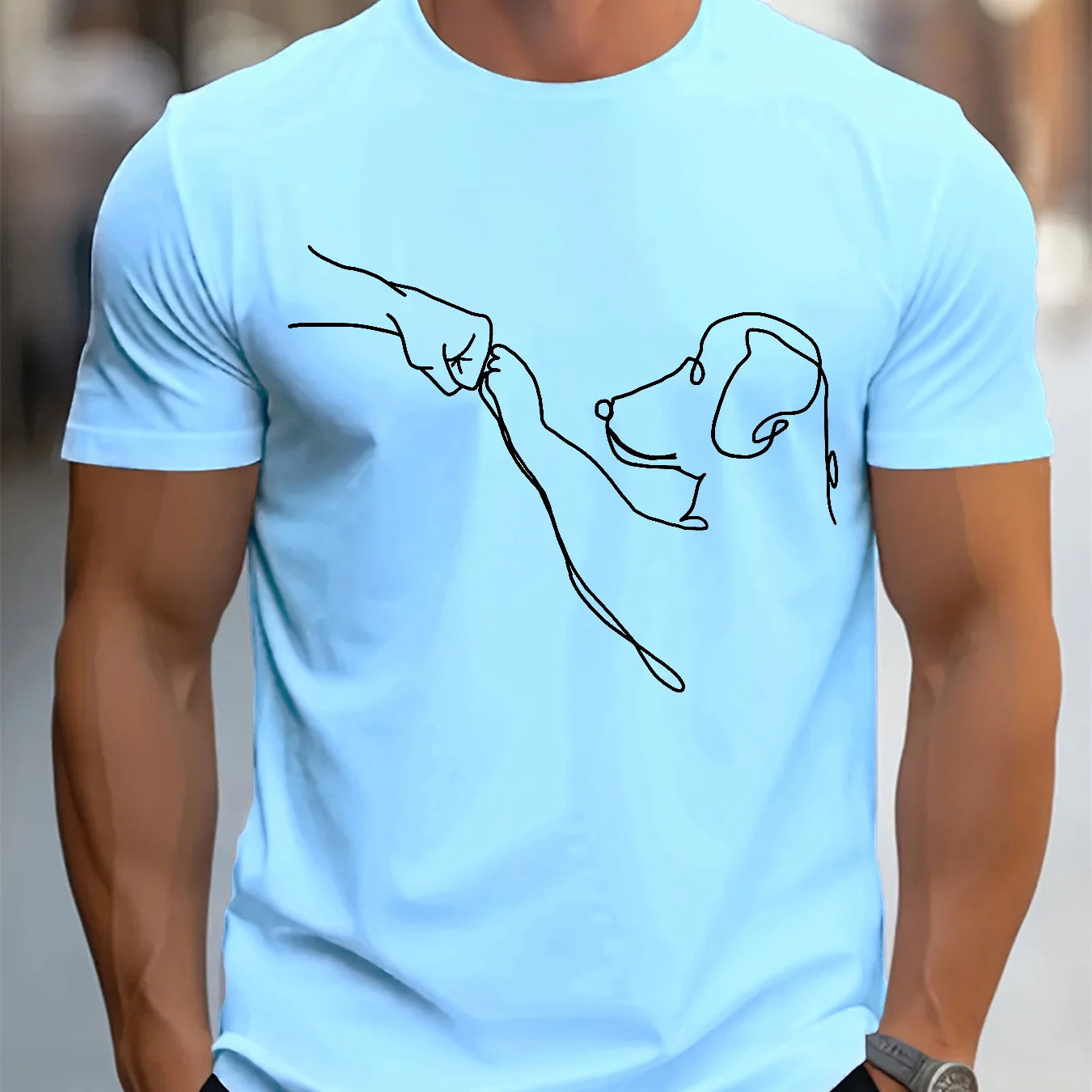Men's Cotton Casual Sports T-Shirt with Dog First Print