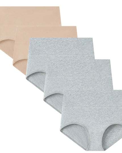 Set of 5 Women's High Waist Cotton Breathable Panties
