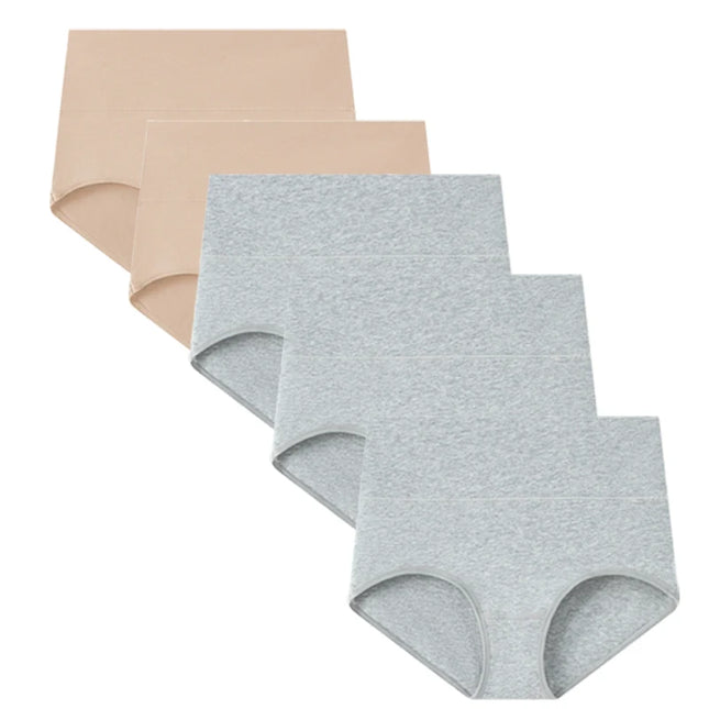 Set of 5 Women's High Waist Cotton Breathable Panties