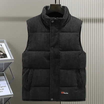 Men's Padded Corduroy Vest Jacket - Thick & Sleeveless