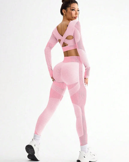 Women's 2-Piece Breathable Seamless Sports Vest and Leggings Set