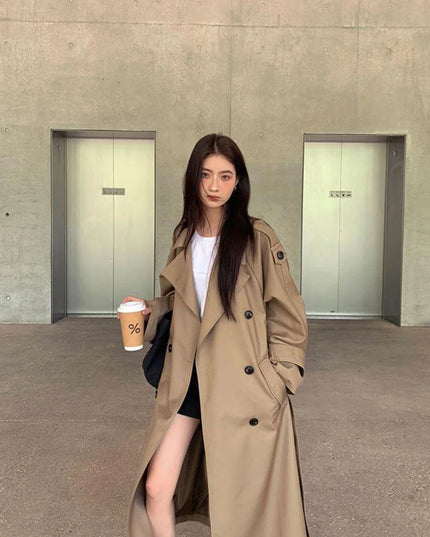 Vintage Elegant Women's Long Trench Coat