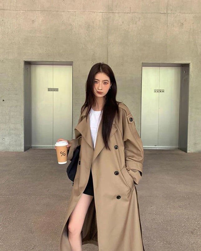 Vintage Elegant Women's Long Trench Coat