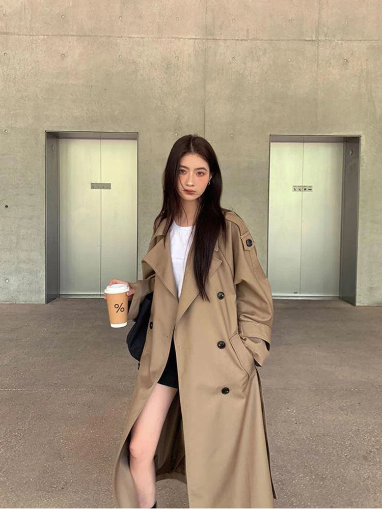 Vintage Elegant Women's Long Trench Coat