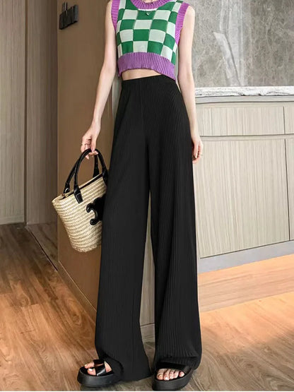 Women's Ice Silk Chiffon Wide-Leg High-Waist Pants